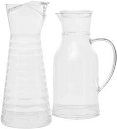 Great for milk, juice, water, and more. Top rack dishwasher safe. 0.6L Carafe With Lid 3 1 /4Dia x 6H 66510 0.8L Carafe With Lid 3 3 /8Dia x 7 7 /8H 71193 1.