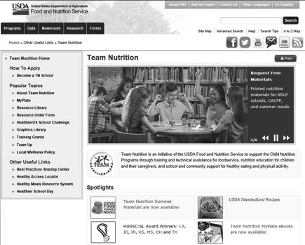 Accessing Team Nutrition Materials Resource Library (Download Materials) To Request Printed Materials http://teamnutrition.usda.