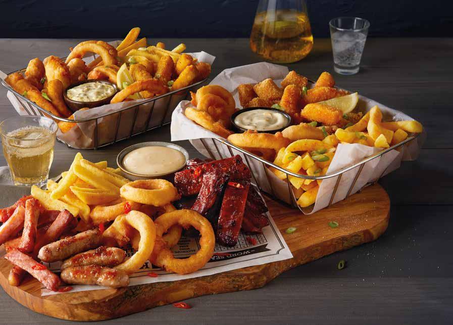 BASKETS & PLATTERS Buffalo Wing Basket Served with fries & KEG-style onion rings For me 8 Pieces 99 For us 16 Pieces 179 Basting Buffalo Hot Sauce, Smoky BBQ, Sticky Wing Basting or plain Dips * BBQ,
