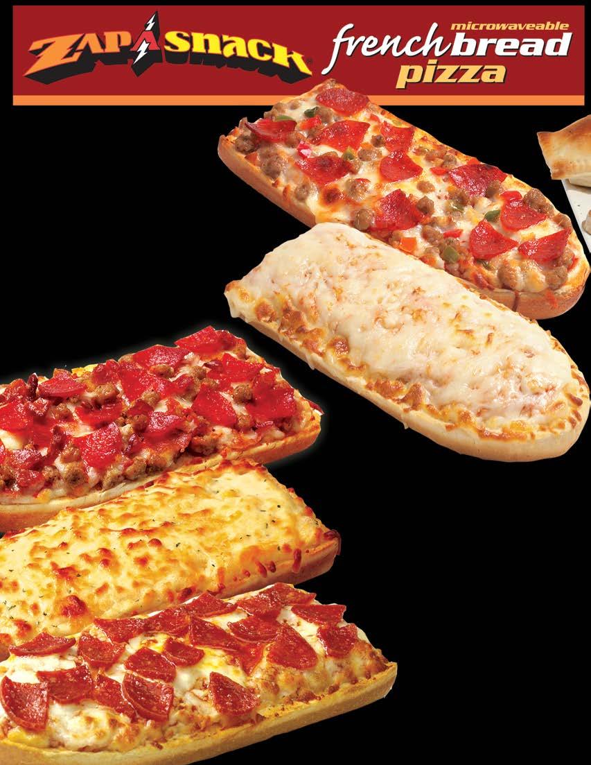 Microwaveable French Bread Pizzas Supreme ZAP-A-SNACK SUPREME Eight inch portion of French bread topped with sauce, 100% real mozzarella cheese, pepperoni, sausage, green and red peppers and onions.