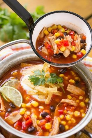 Chicken Taco Soup 1 lb chicken tenderloins, frozen/cooked 1 can black beans (no salt added) 1 can corn (no salt added) can tomatoes (no salt added) 4oz can Chili s 6oz can tomato paste cups