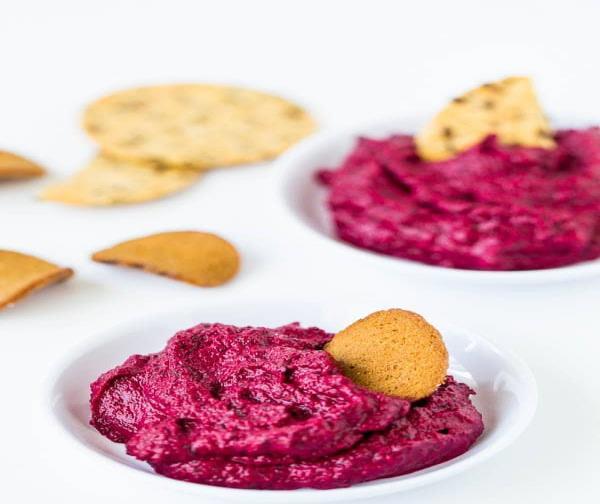Yield: Makes 2 ½ cups Roasted Beet Dip with Hazelnuts and Goat Cheese 1 ½ pounds golden or red beets 1 tbsp. olive oil 1 large garlic clove (smashed) 5 sprigs of thyme, divided ½ tsp.
