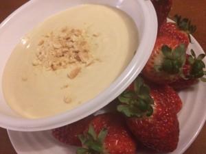 Cheesecake Dip Ingredients: 250g cream cheese 200ml thickened cream 1/4 cup brown sugar 1 tablespoon lemon juice Method: Heat the cream cheese in a small microwave safe dish for 45 seconds or until
