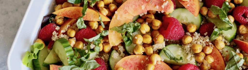 Quinoa & Roasted Chickpea Rainbow Salad 14 ingredients 30 minutes 6 servings 1. Preheat the oven to 425 degrees F and line a baking sheet with parchment paper. 2.