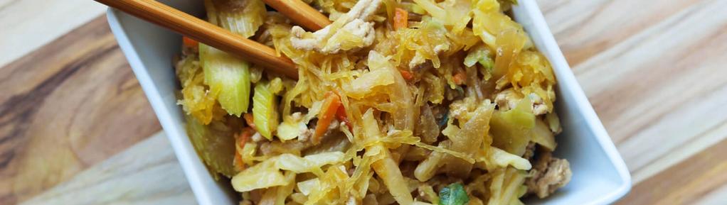 Spaghetti Squash Chow Mein 10 ingredients 2 hours 4 servings 1. Preheat oven to 350 degrees F and slice the spaghetti squash in half.