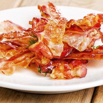 Beautiful Bacon Active Time: 20m Total Time: 20m 1 pound bacon 1. In the pan: Do not preheat pan. Place bacon in a single layer in a heavy bottomed pan, and turn heat to medium high.
