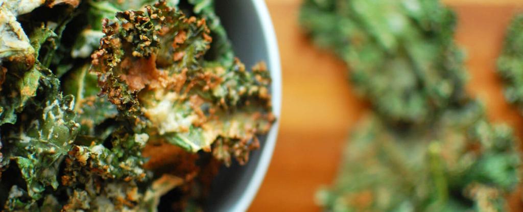 Sour Cream n' Onion Kale Chips 6 ingredients 30 minutes 8 servings 4. 5. 6. Preheat oven to 350. Line a baking sheet with foil, shiny side facing down.