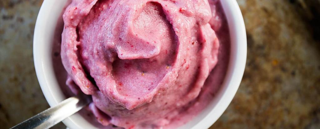 Strawberry Banana Ice Cream 3 ingredients 10 minutes 1 serving Place all ingredients in a food processor or blender.