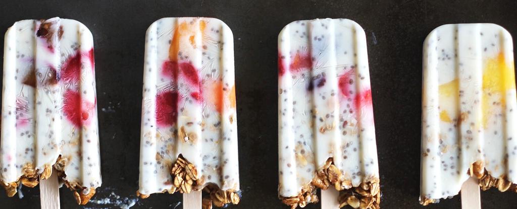 Chia Seed Breakfast Popsicles 8 ingredients 5 hours 6 servings 4. In a medium sized mixing bowl, combine the yogurt, almond milk, honey, and chia seeds. Mix well.