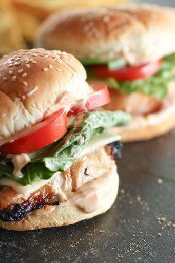 DAY 7 HEALTHY PLAN MARINATED GRILLED CHICKEN SANDWICHES M A I N D I S H Serves: 6 Prep Time: 40 Minutes Cook Time: 10 Minutes Calories: 396 Fat: 14 Carbohydrates: 30 Protein: 37 Fiber: 2.