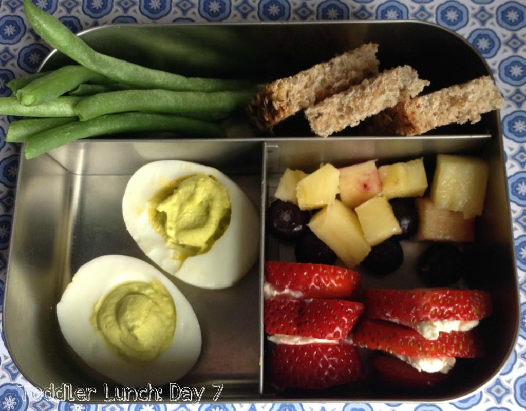 Toddler Lunch: Day 7 (Green Eggs and Fruit) You should have been at my house for dinner last night! I found a moussaka recipe on Pinterest and well.