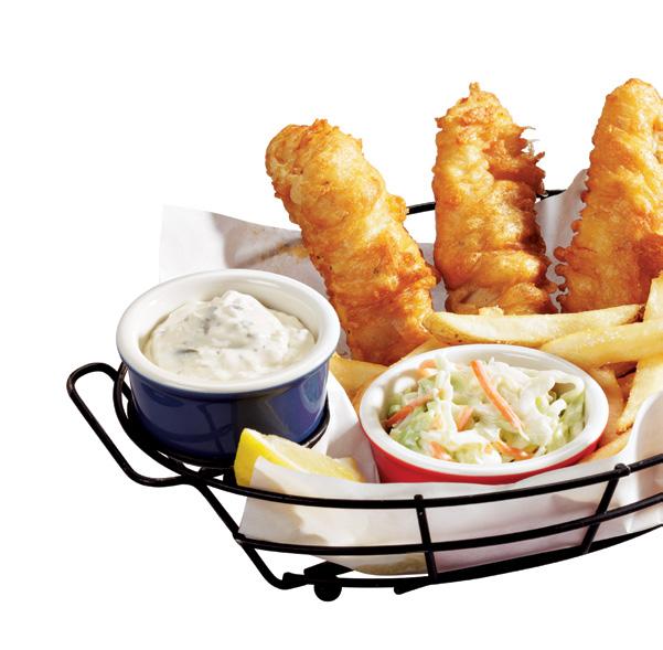 69 Beer-Batter Fish & Chips Golden wild Alaskan cod hand-battered with Pride of the West. Served with tartar sauce and lemon.