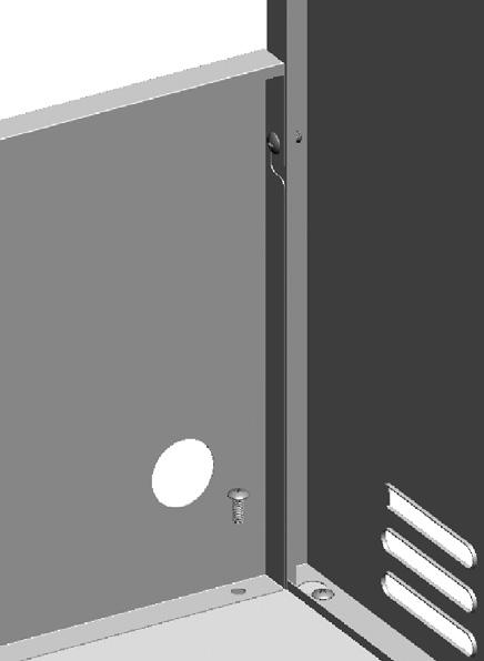 Alinie la abrazadera de la puerta frontal superior (Y) a los huecos 1 en el panel del lado izquierdo