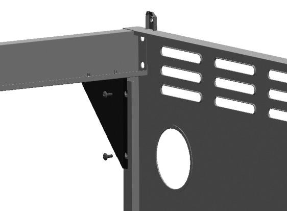 Acople el soporte izquierdo de la abrazadera de la puerta frontal superior (U) a los tornillos insertados.