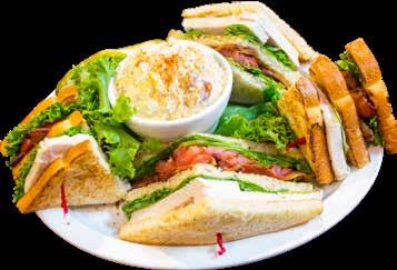 Sandwiches All sandwiches are served with your choice of potato salad, French fries, mashed potatoes, green salad or soup. Upgrade to seasoned fries, sweet potato fries or onion rings 1.