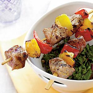 Pork Kebab (P+F) INGREDIENTS ½ kg fleshy pork meat (NO visible fats) All the ingredients used to season pork in the as seen above 1 medium red bell pepper 1 green bell pepper 1 yellow