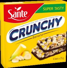 chocolate coating Crunchy bar with nuts and almonds with chocolate coating 5900617015938 40g one bar 25 12 500 5900617015730 40g one bar 25 12 500 CRUNCHY BARS Nutritious and light CRUNCHY bars are a