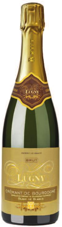 15 CAVE DE LUGNY CRÉMANT DE BOURGOGNE BLANC DE BLANCS NV BURGUNDY, FRANCE An elegant sparkler that is light and refreshing with persistent bubbles, it has hints of hazelnuts, butter and almonds.