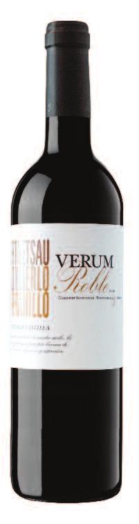 7 VERUM ROBLE 2010 CASTILLA LA MANCHA, SPAIN Made from a blend of Cabernet Sauvignon, Tempranillo and Merlot grapes, this wine spends six months ageing in French oak barrels.