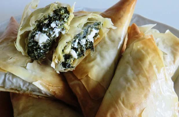 50 per serving Roasted Wild Mushroom Ravioli sage browned butter Miniature Quiche variety of fresh fillings Spanakopita filo triangle with cheese & spinach Pancetta-Wrapped Mac & Cheese Cup pancetta