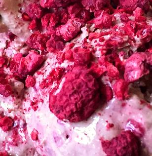 fresh or frozen raspberries In a blender, combine yogurt, cottage cheese, cocoa powder, and sweetener of choice.