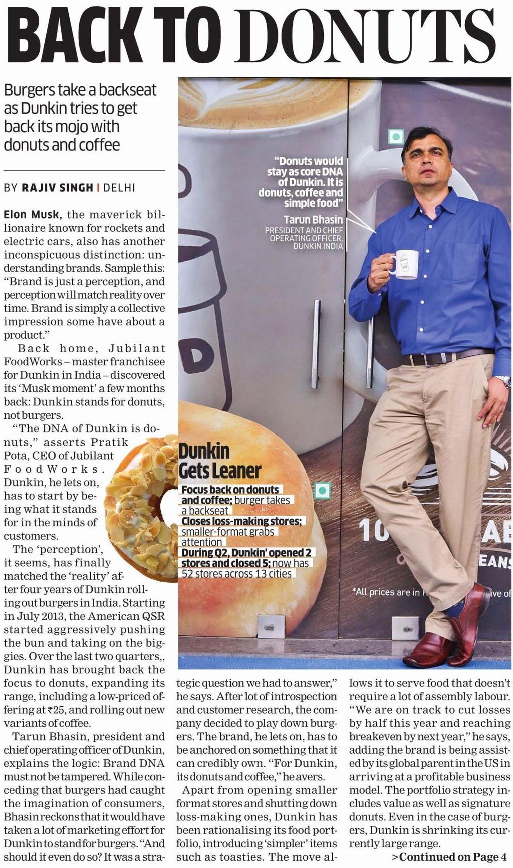 Title Publication Edition BACK TO DONUTS Date 13/12/2017 The Economic Times (Brand Equity)