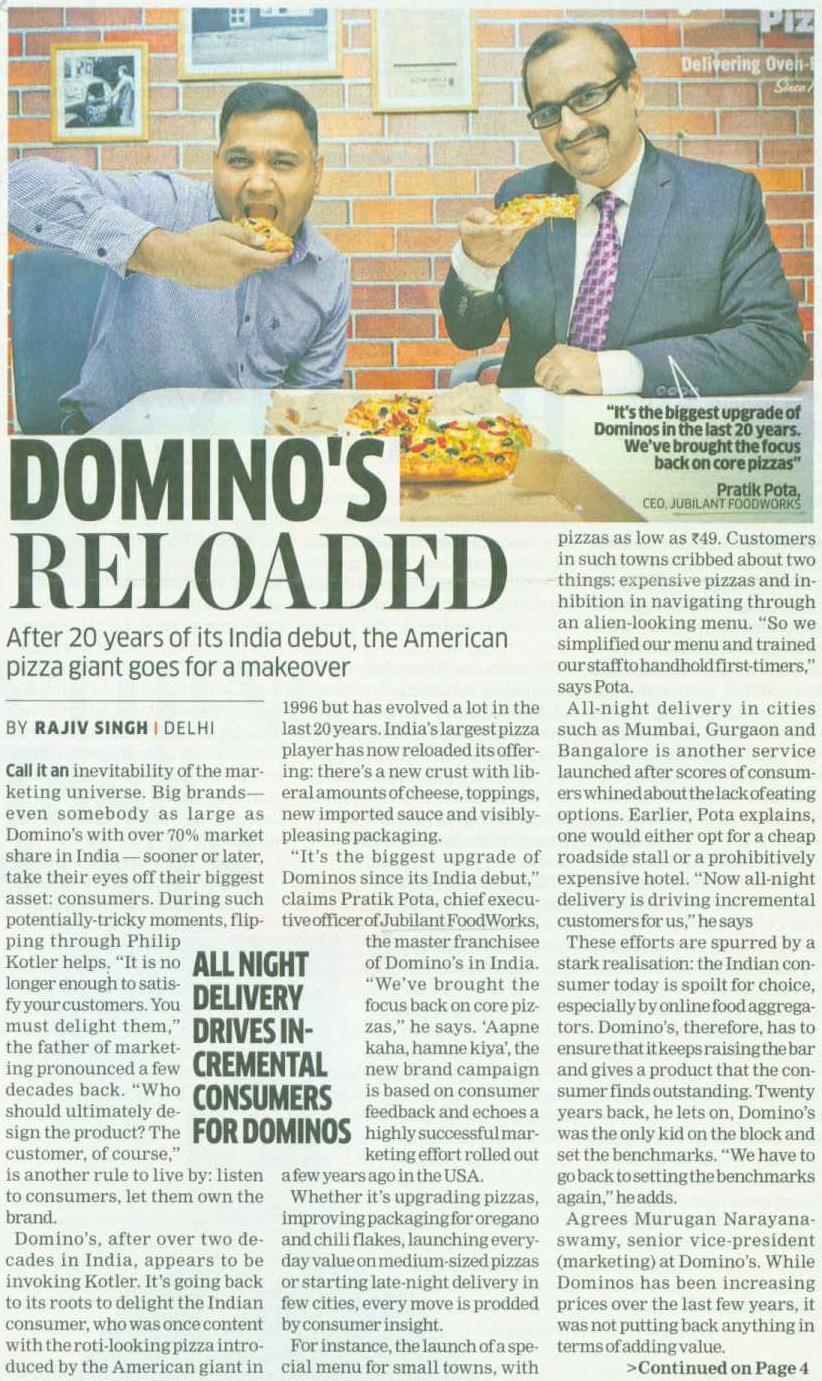 Title Publication Edition DOMINO'S RELOADED Date 13/12/2017 The Economic Times (Brand Equity)