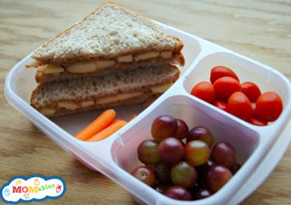 Peanut Butter Crunch Sandwich Ingredients: 2 Tablespoons crunchy peanut butter 2 slices whole wheat bread ½ large apple, cored & thinly sliced Directions: Spread crunchy peanut butter on each slice