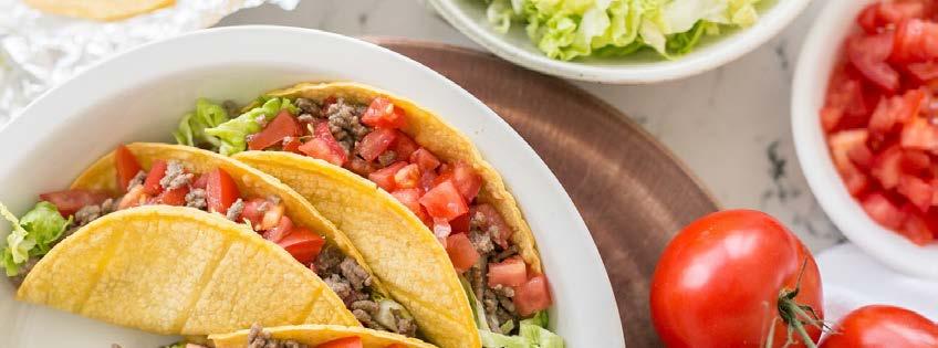 Classic Tacos 9 ingredients 25 minutes 4 servings 1. Prepare tortillas according to instructions on the package. 2. Heat a large skillet over medium heat.
