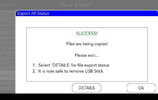 9. Insert the USB stick into the port. EXPORTING DATA USING USB (Continued) 9 0.