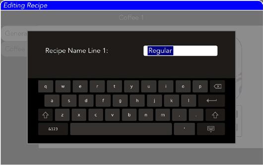Edit the Recipe Name Line and Recipe Description Line by pressing on the text field.