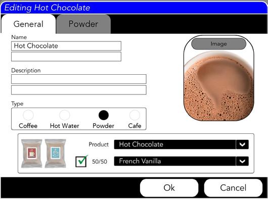 . Select the Powder tab to continue. If a size is Enabled by pressing its green box, then it can be revised.. Click any enabled number in the table cells to edit it.