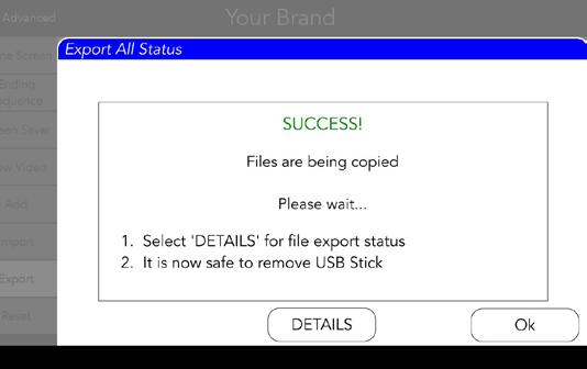 EXPORTING DATA USING USB (Continued) 9. Insert the USB stick into the port. 9 0.