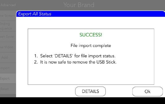 If you have a USB stick with a copy of all the settings and recipes from one machine, and you want to copy this information to another machine; repeat the process from page 0 in steps - 4, from the