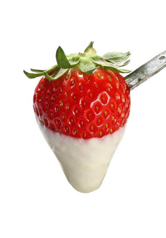 YOGURT DIPPED STRAWBERRIES 16 strawberries VEGETARIAN Greek yogurt SERVES 4-6 Dip the strawberries into the