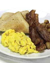 BREAKFAST Cafe Breakfast Buffet Scrambled eggs, sausage, breakfast potatoes, yogurt, fruit, assorted bagels/bread & cream cheese, hot & cold cereal, orange & apple juice, Starbucks* cafe