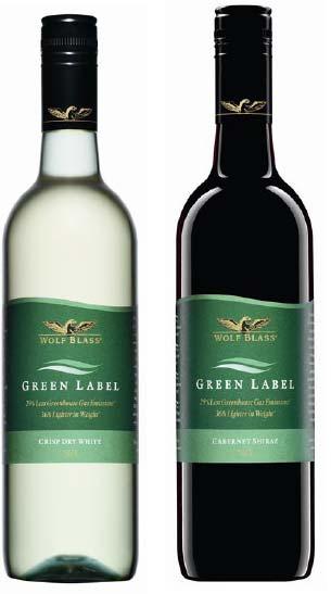 Wolf Blass Green Label Range launched in 2009 Recyclable plastic bottle (PET) Sustainable Statements Weight