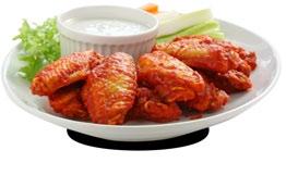 Buffalo Wings Seasoned Fries Buffalo Wings Fried Chicken Wings tossed in our Spicy Buffalo Sauce served with