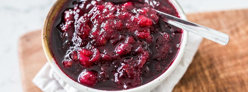 Maple Cranberry Sauce 3 ingredients 30 minutes 8 servings 1. Combine water and maple syrup in a saucepan and bring to a boil. 2.