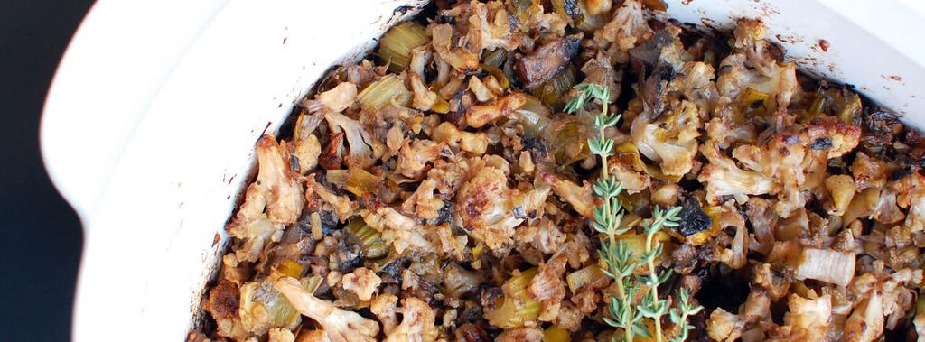 Paleo Stuffing 13 ingredients 1 hour 30 minutes 6 servings 1. Preheat the oven to 400ºF (204ºC). Line a baking sheet with parchment paper. 2. Toss your cauliflower florets in coconut oil.
