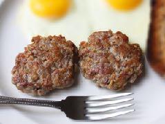 Breakfast for Dinner Yields 4 servings Cooking Time 15 mins 1 pound 90% lean ground beef 1/4 cup Onion chopped 1 apple 1/2 tsp ground sage 2 Tbs honey 1 tsp coconut oil salt and pepper to taste Heat