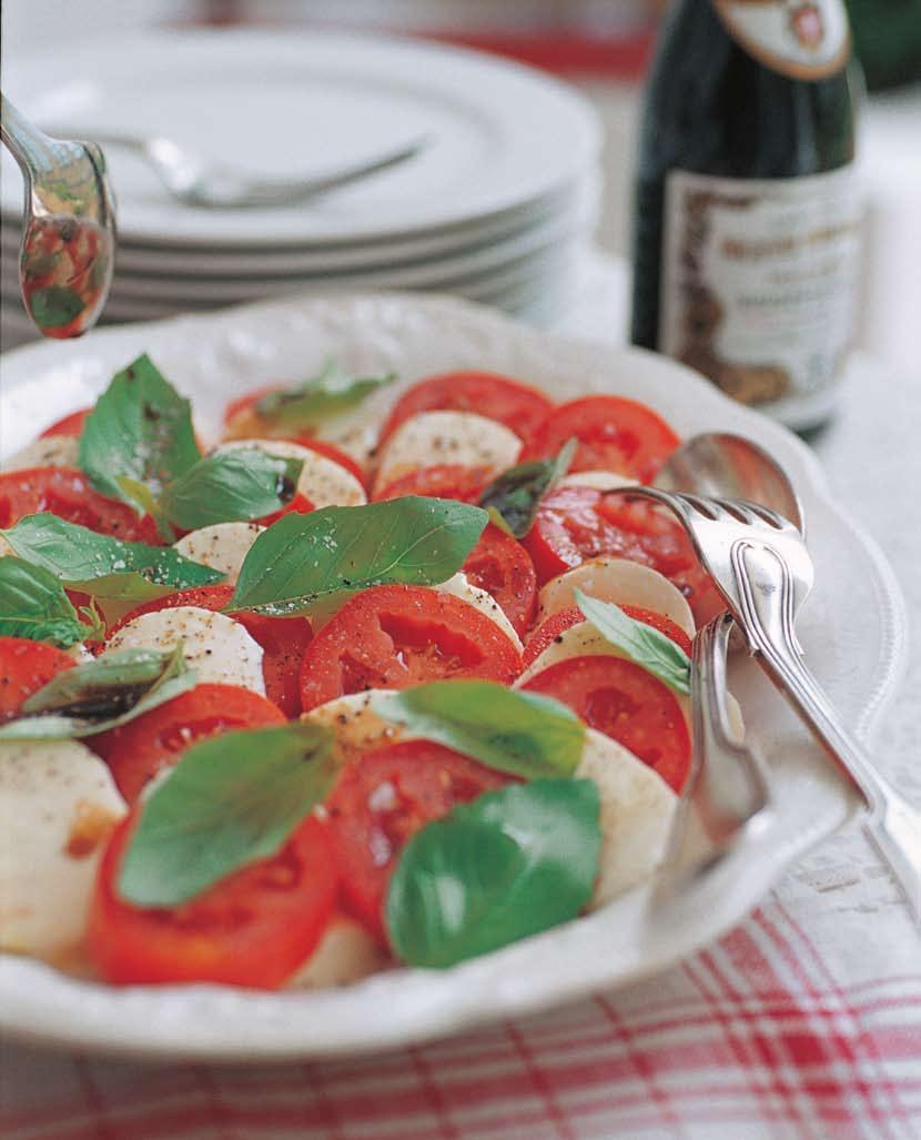 Insalata Caprese Tomato, Mozzarella and Basil Salad Insalata caprese is traditionally served with no other dressing than a drizzle of extra virgin olive oil.