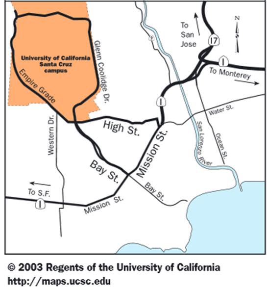 From Oakland: Take Interstate 880 South to San Jose, where the freeway becomes Highway 17. Continue on Highway 17 South to Santa Cruz.