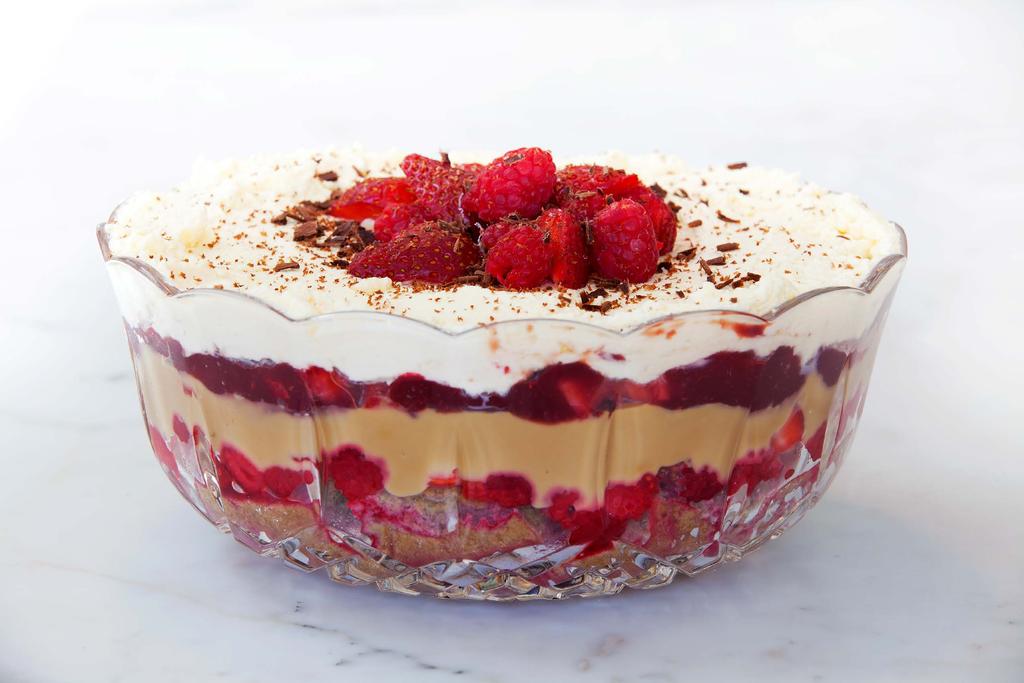 Prep Time 30 Mins Trifle Cook Time 30 Mins Ready Time 2hours Ingredients ဂဂ1 pack HGG paleo Vanilla Baking Mix ဂဂ2 eggs ဂဂ2 tbl oil ဂဂ1 cup water ဂဂJELLY ဂဂ750g frozen summer berries ဂဂ250g coconut