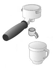 CHOICE OF THE GROUND COFFEE SUPPLY DEVICE The appliance is provided with two interchangeable devices: 1) Continuous flow device (M) Fig. 1 for the coffee instantaneous grinding.