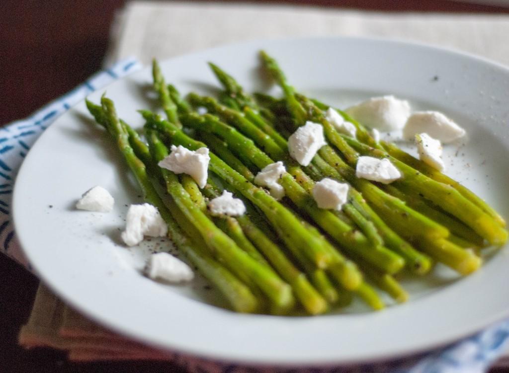 It is another really simple side to put together quickly that is nutritious and delicious. It is really as simple as steaming/boiling the asparagus, seasoning it, and adding the cheese.