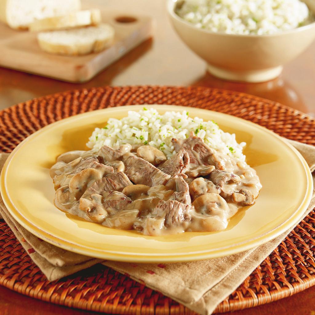 Beef & Mushroom Dijon 10 minutes 2 Vegetable cooking spray ounces mushrooms, sliced (about 2 cups) 1 medium onion, chopped (about 1/2 cup) 1 boneless beef sirloin steak (about 3/ pound), 3/-inch