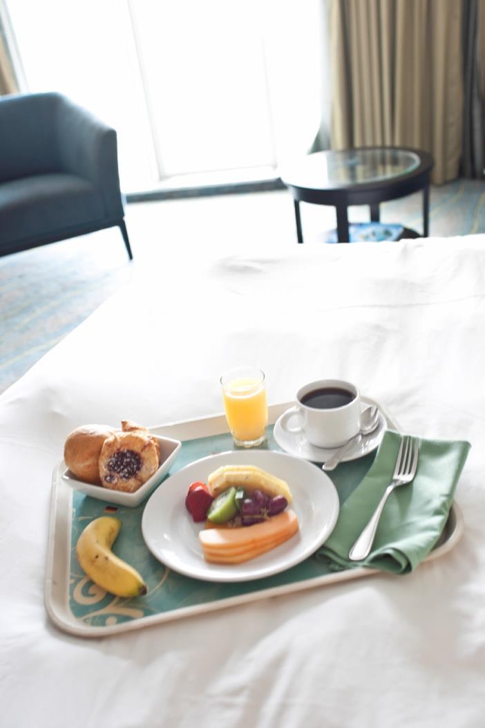 Room service Morning, noon, night, whenever you like order up room service 24/7.