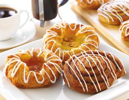 Mini Danish Selection Code: 80525 Bite-sized versions of our popular Danish pastries including; mini Maple Pecan Plait, Cinnamon Swirl, Vanilla Crème Crown, Apple Coronet and Raspberry Crown.
