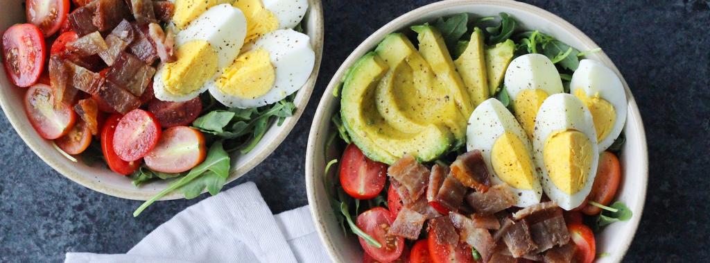 BLT Salad Bowls 7 ingredients 15 minutes 2 servings 1. Hard boil your eggs by placing them in a small pot and fill with enough cold water to cover them by 1-inch.
